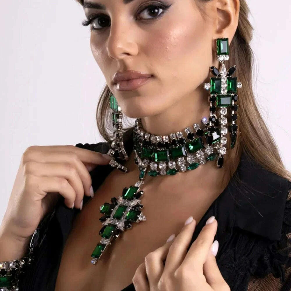 xsbody-large-cross-pendant-choker-green-crystal-bridal-accessories-fashion-geometric-rhinestone-necklace-earrings-set-piercingkimlud-womens-fashion-34627520