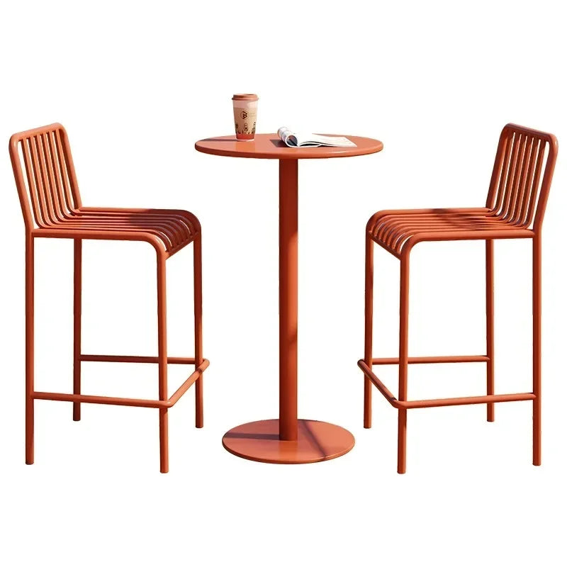 Iron Modern Bar Stools Outdoor Lounge Cushioned Seat and Backrest Bracket-Frame — Emerald | KIMLUD