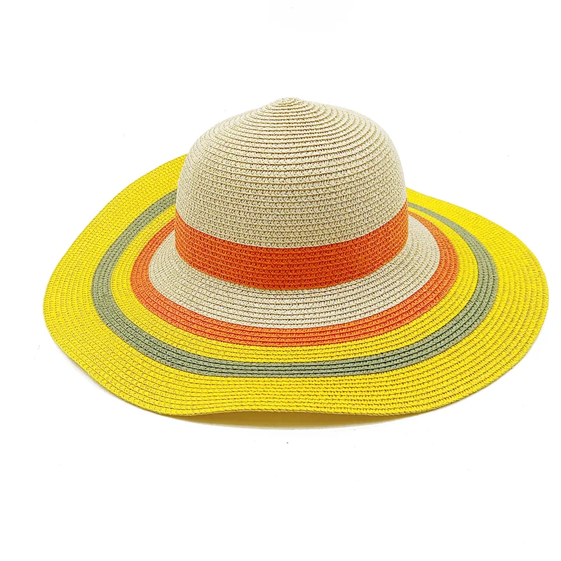 Rainbow Hat Women's Colorful Big Eave Straw Hat Summer Sunscreen Sunshade Hat Tourism Sun Hat Beach Hat Wholesale - KIMLUD