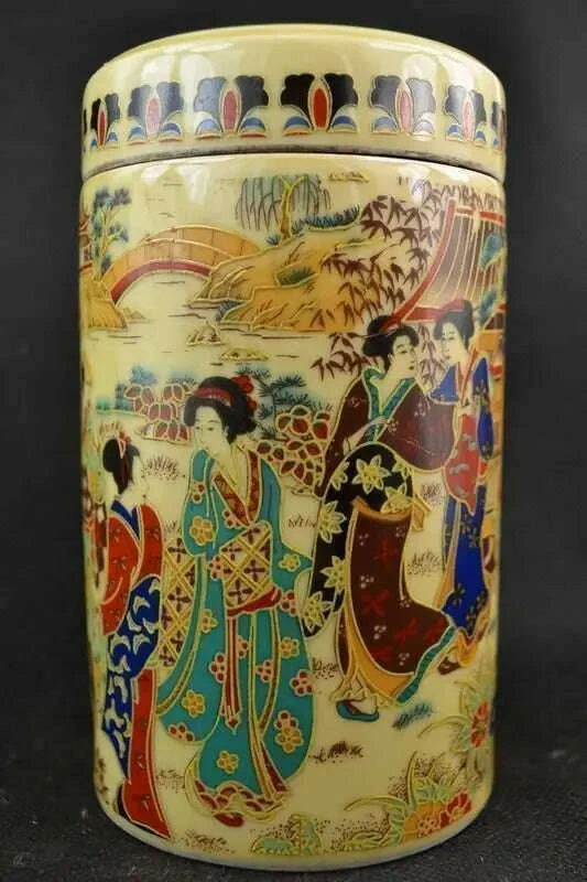 exquisite-chinese-old-collectible-handmade-porcelain-painted-with-japanese-dowager-big-pot-tea-caddiekimlud-womens-clothes-35082546