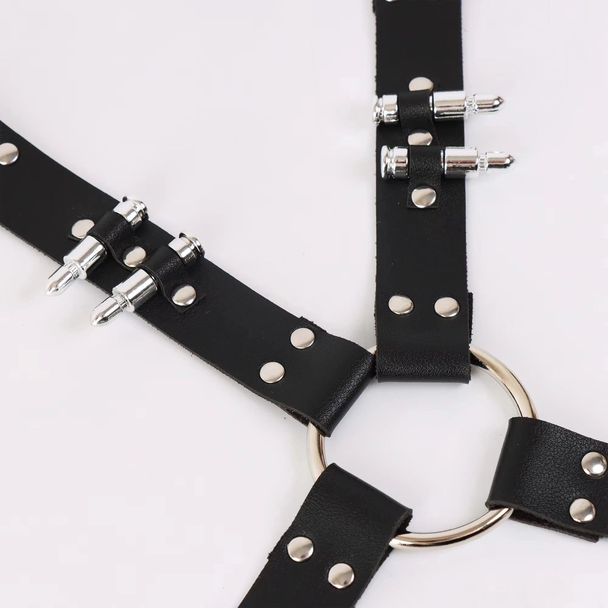 Leather Leg Harness Thigh Straps Punk — Black | KIMLUD