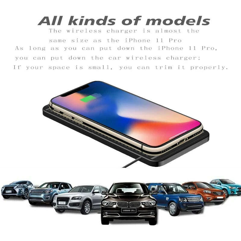 KIMLUD, Wireless Car Charger Charging Pad 15w Non Slip Qi Fast Charger For Car Wireless Phone Charger For Android For IPhone 11/12/13/14, KIMLUD Womens Clothes