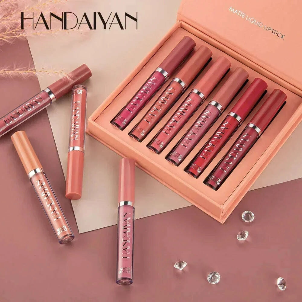 handaiyan-6-pcs-lipstick-set-make-up-for-women-non-stick-cup-waterproof-long-lasting-cosmetics-korean-makeup-matte-lipstick-kimlud-kimlud-33914992