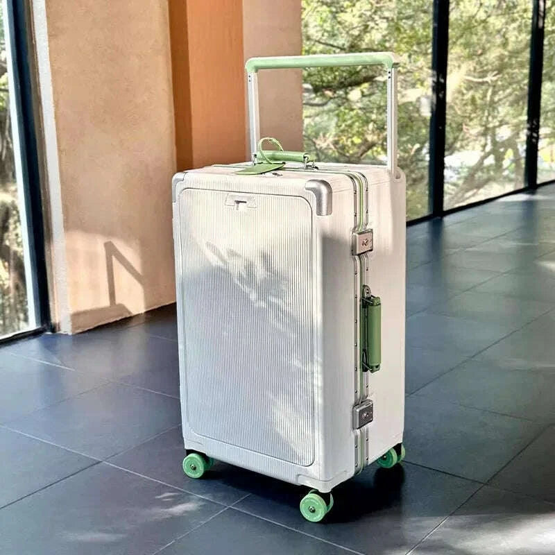 front-opening-pocket-rolling-luggage-aluminum-frame-wide-handle-trolley-suitcase-with-colorful-silent-wheels-usb-charging-plugkimlud-womens-fashion-34614833