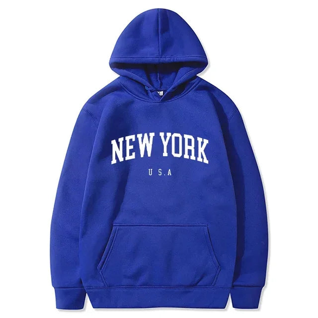 Hoodies – City Letter Graphic – Polyester – Loose Casual | KIMLUD