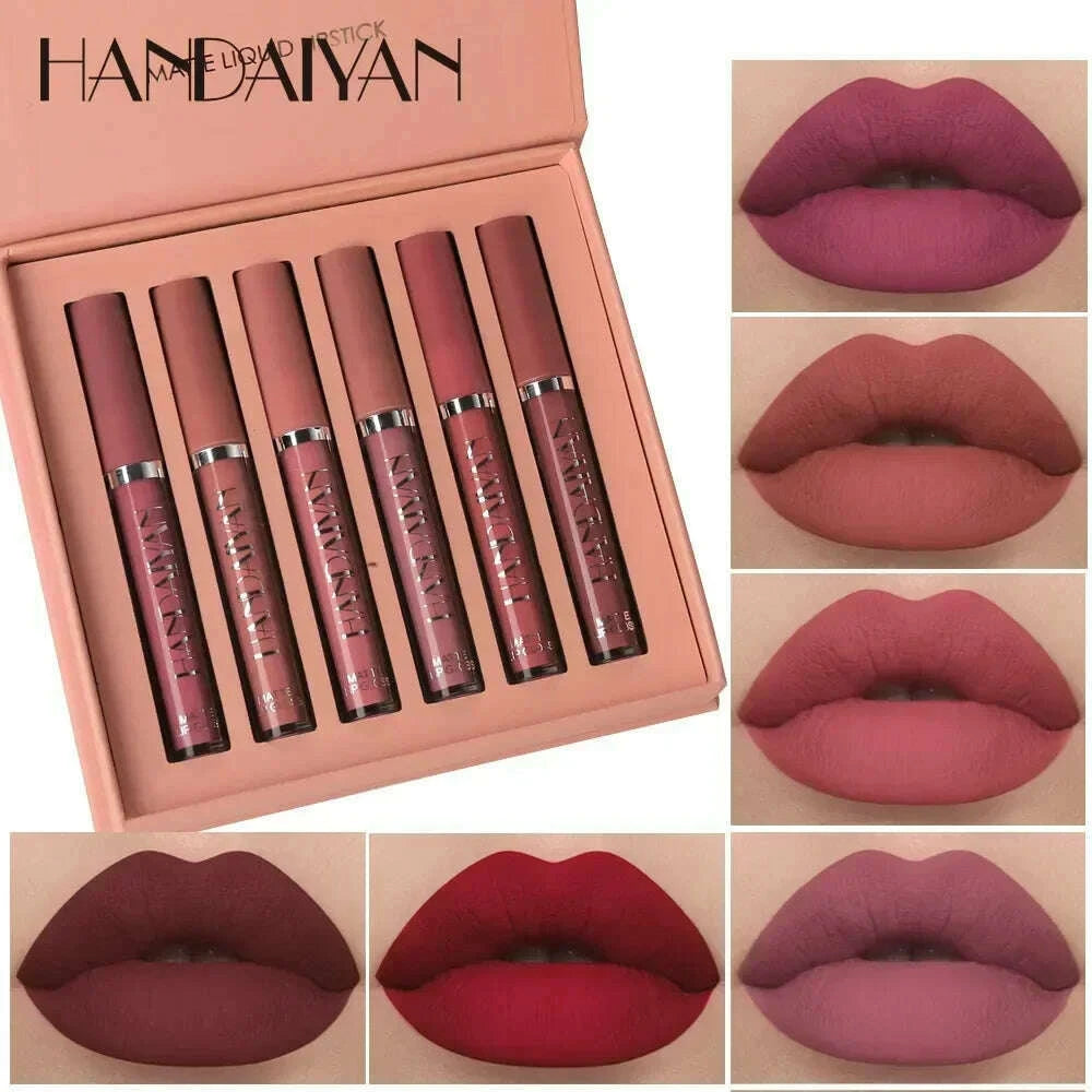 handaiyan-6-pcs-lipstick-set-make-up-for-women-non-stick-cup-waterproof-long-lasting-cosmetics-korean-makeup-matte-lipstick-kimlud-kimlud-33914990