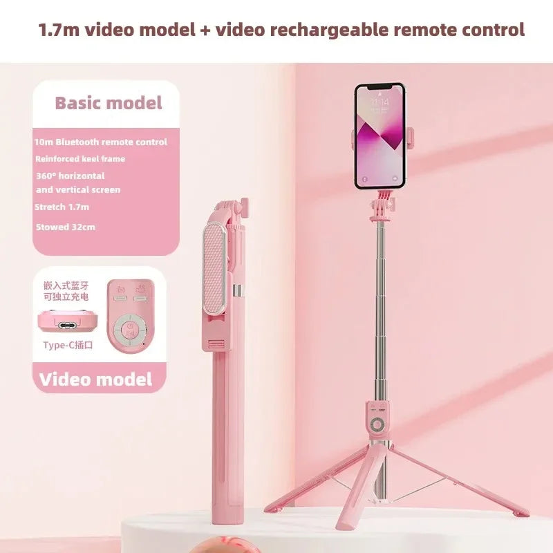 P87-TC selfie stick tripod 360 °/180 ° rotating selfie stick phone holder, with wireless Bluetooth remote control expandable