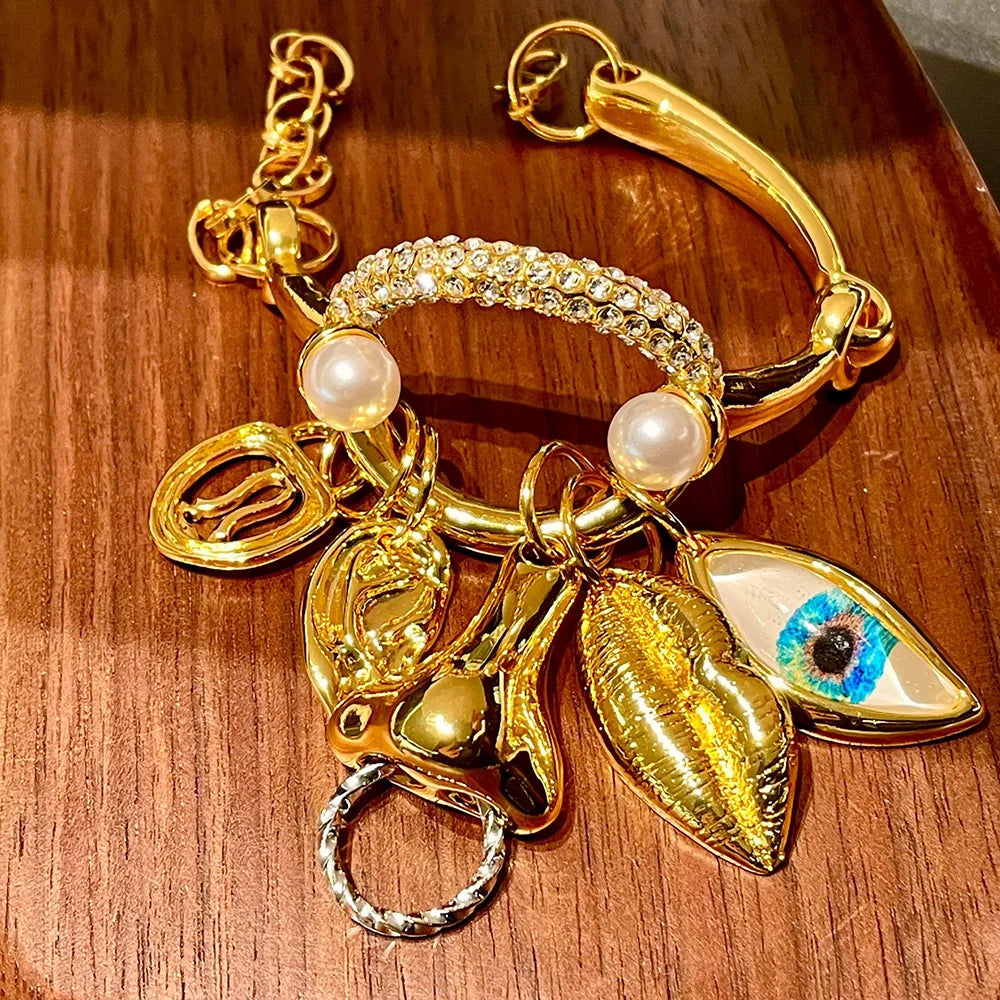 Gold-Plated Facial Feature Bangles — Gold | KIMLUD