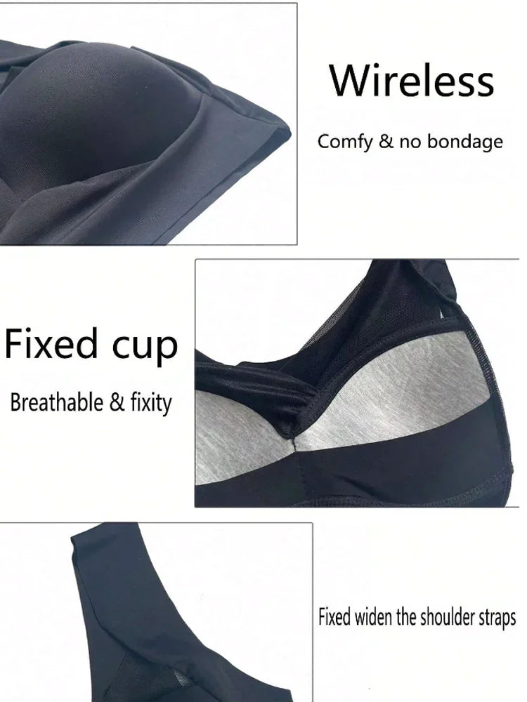 Seamless Breathable Wireless Sports Bra L-6XL Backless Luxe — Midnight Blue | KIMLUD