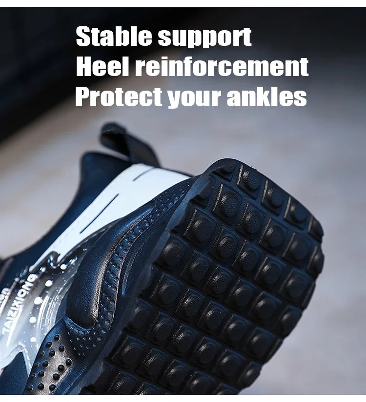 Leather Running Shoes Anti-Slip Waterproof — Black | KIMLUD