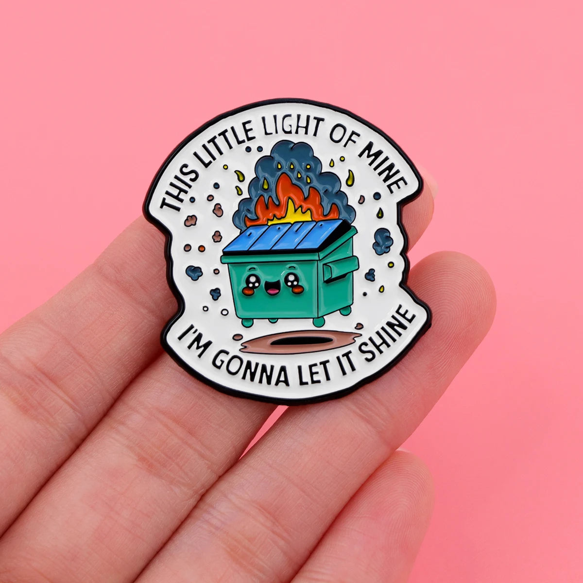 Enamel Pin Dumpster Fire Sarcastic Quote — Teal | KIMLUD