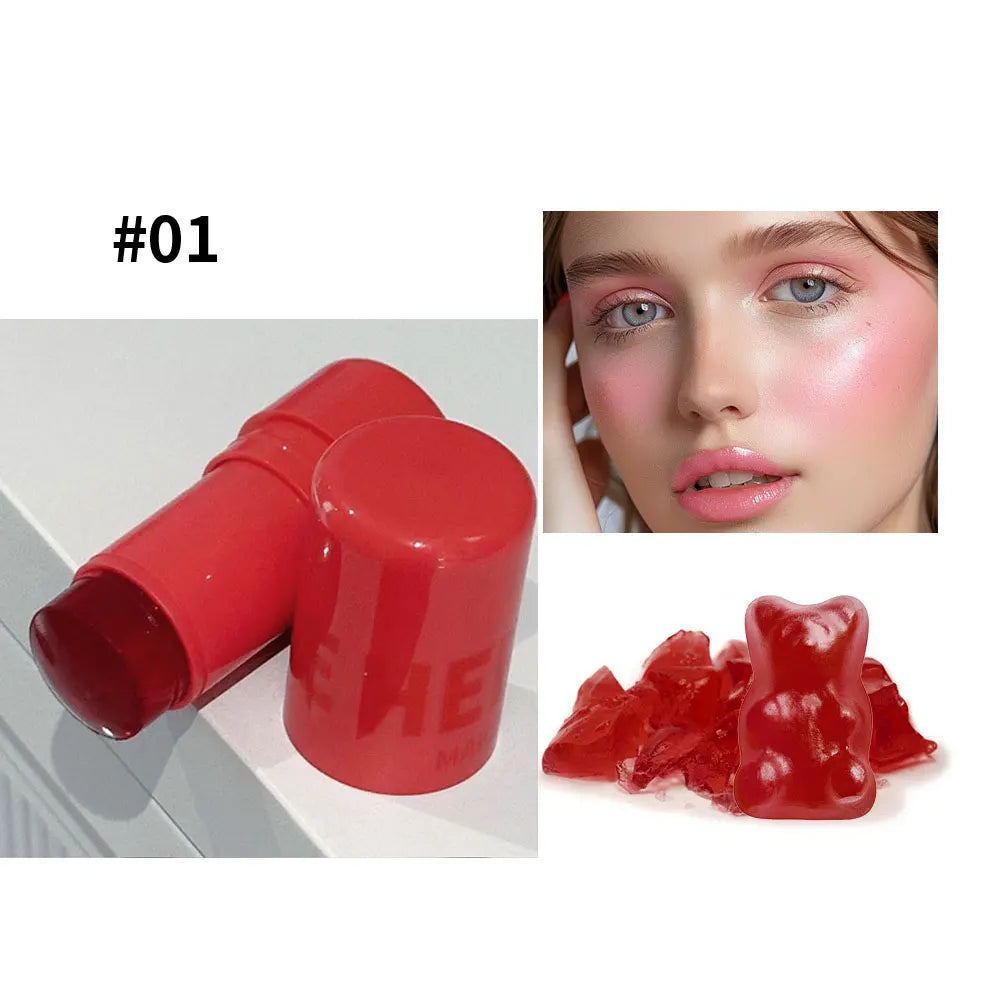 Jelly Blush Lip Gloss Stick for Lazy People to Contour, Even Skin Tone, Brighten and Color, Easy to Apply for Both Lips and Face