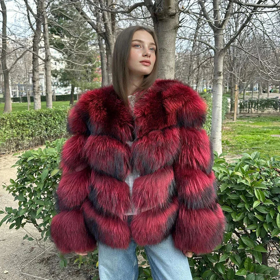 KIMLUD, Natural Racoon Fur Coats Round Collar Genuine Fur Coat Cropped Raccoon Fur Coat Winter Women Best Selling Real Fur Coat, KIMLUD Womens Clothes