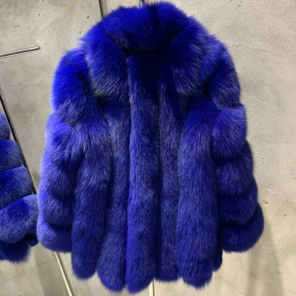 KIMLUD, Long Fox Fur Coats Wholesale Winter Female Natural Fox Fur OutWear Full Pelt Real Fox Fur Jackets with Long Sleeve 909, KIMLUD Womens Clothes