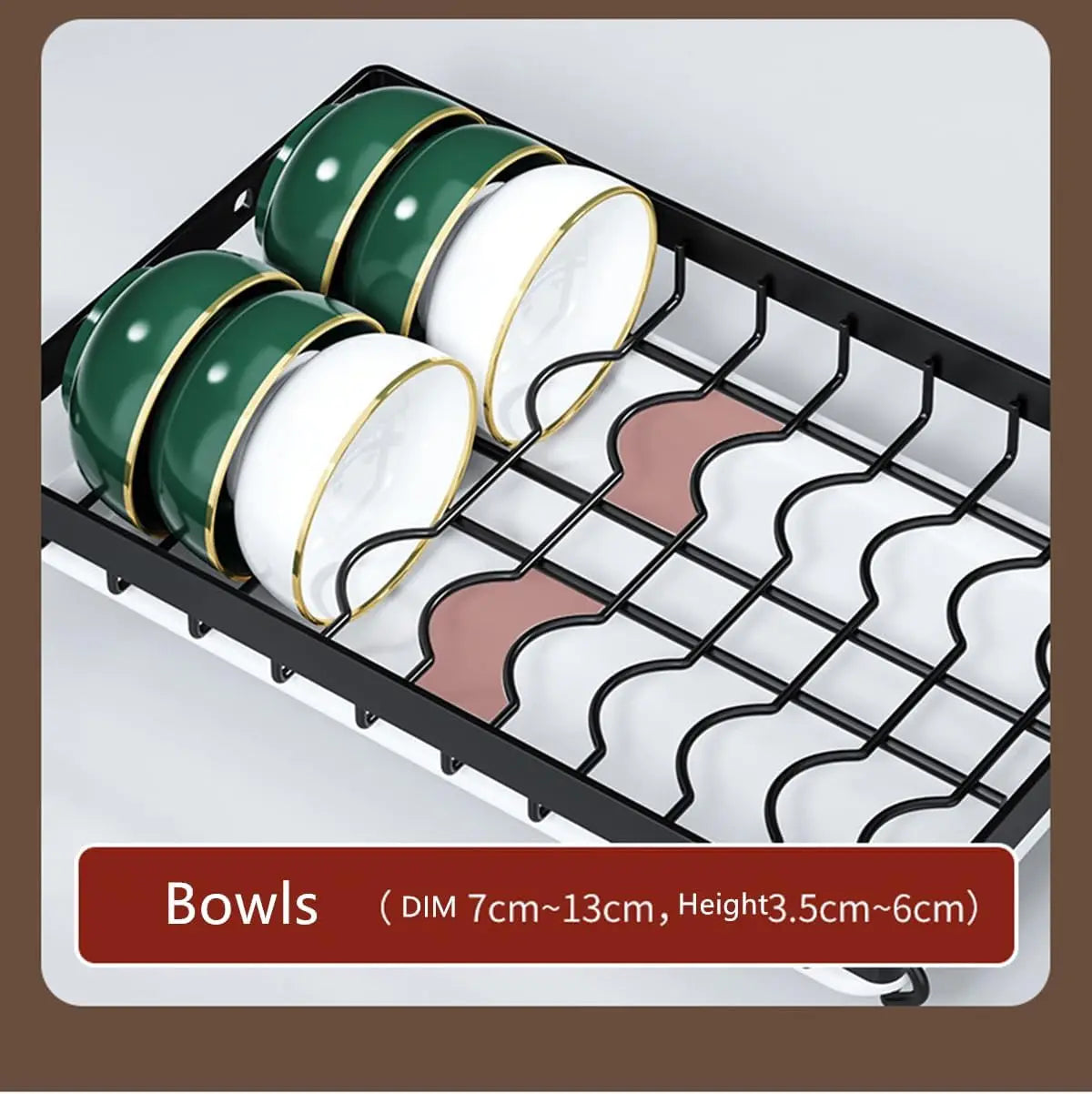 Stainless Steel Three-Tier Space-Saving Dish Rack — Gunmetal | KIMLUD