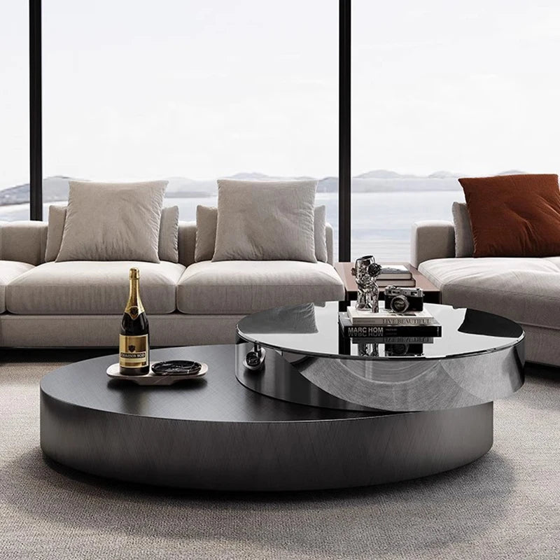 Italian Minimalist Coffee Table Unique Mechanism Round Aesthetic Side Table Simple Decoration Mesa Auxiliar Postmodern Furniture