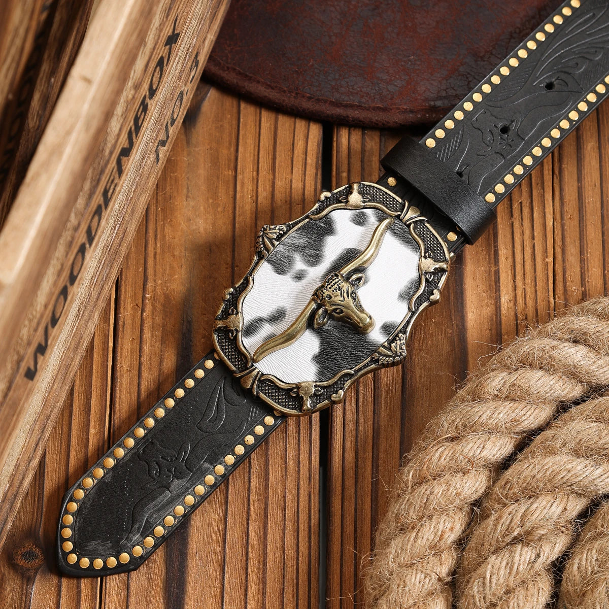 PU Western Retro Belt Solid Belts — Black | KIMLUD