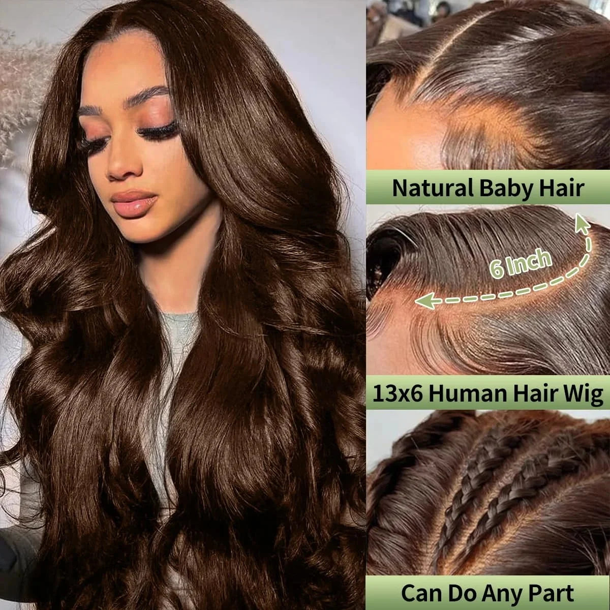 HD Lace Front Wig – Body Wave – Swiss Lace – Chocolate Brown | KIMLUD