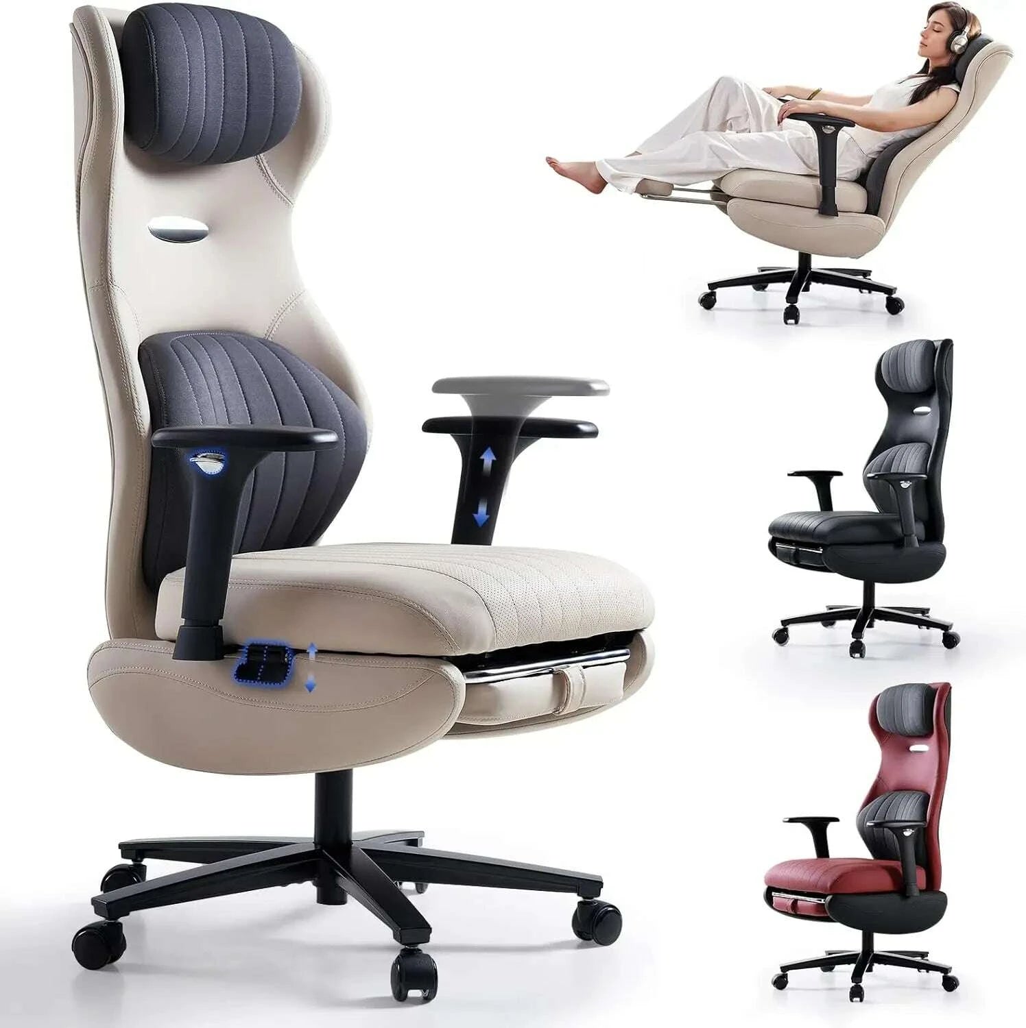 KIMLUD, Ergonomic Office Chair with Foot Rest Reclining Chair with Adjustable Arms and Headrest High Back Gaming Chair with Lumbar, KIMLUD Womens Clothes