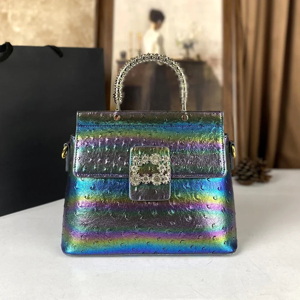 PU Crossbody Bag Laser Light Finish — Black | KIMLUD