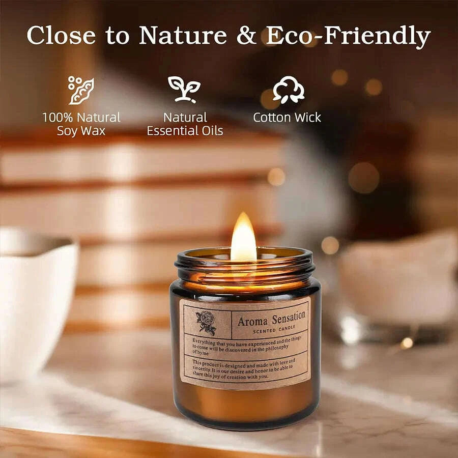 KIMLUD, 1pcs Brown Glass Cup Aromatherapy Candle Smokeless scented candle Suitable for Home Decoration Birthday Valentine's Day Gift, KIMLUD Womens Clothes
