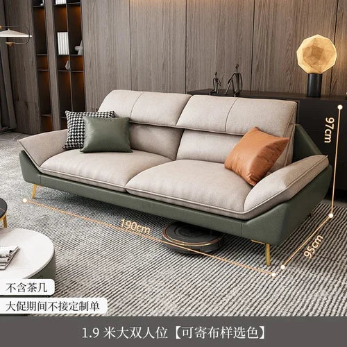 Sculpted Modular Solid Fabric Sofas — Beige | KIMLUD