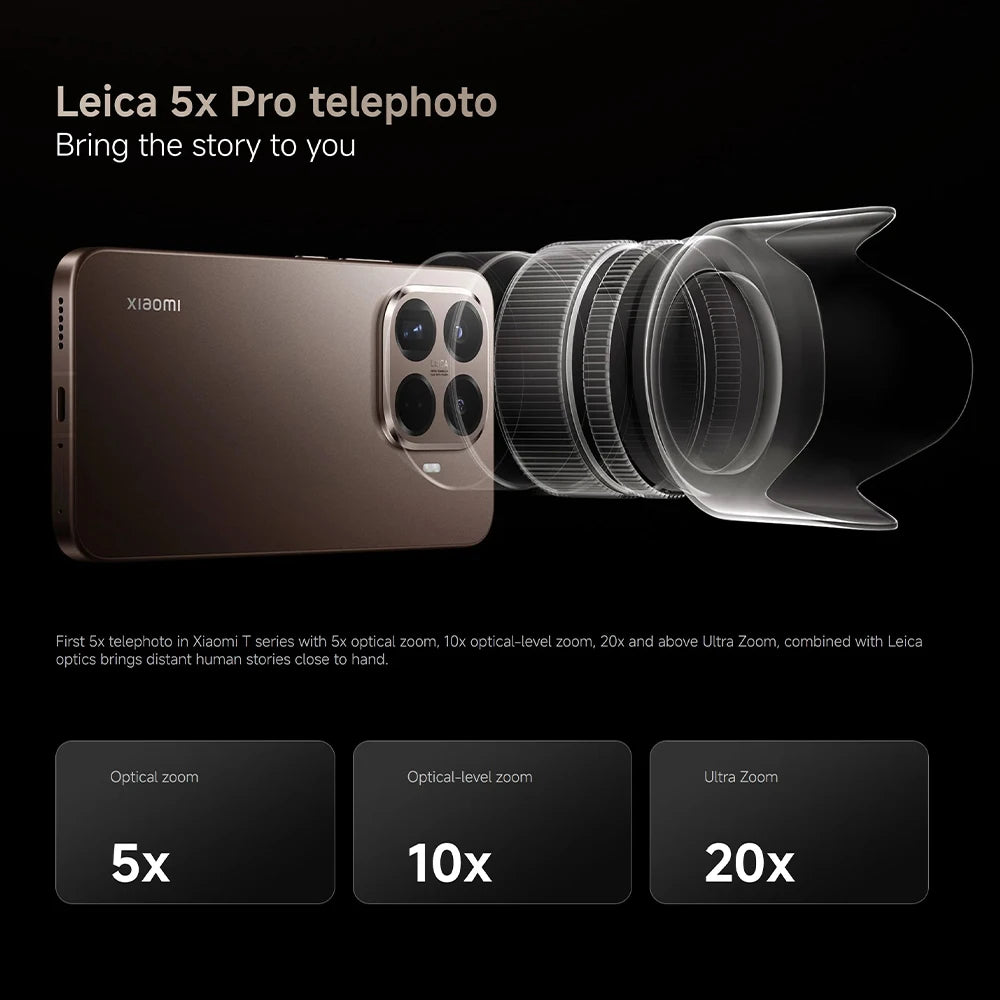 Global version Xiaomi 15T Pro Leica 6.83" 144Hz display 90W wired 50W wireless HyperCharge 5500mAh Xiaomi HyperOS Main camera