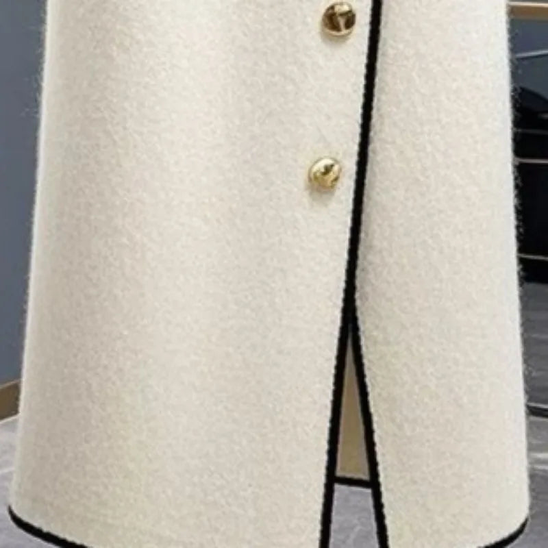 Matakawa Spring Autumn Women Skirts Contrast Color Korean Fashion Chic Faldas Mujer A-line Elegant Simple Sweet Long Skirt