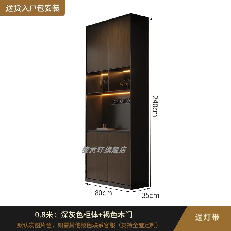 Minimalist Modern Storage Cabinet With Glass Panels — Espresso | KIMLUD