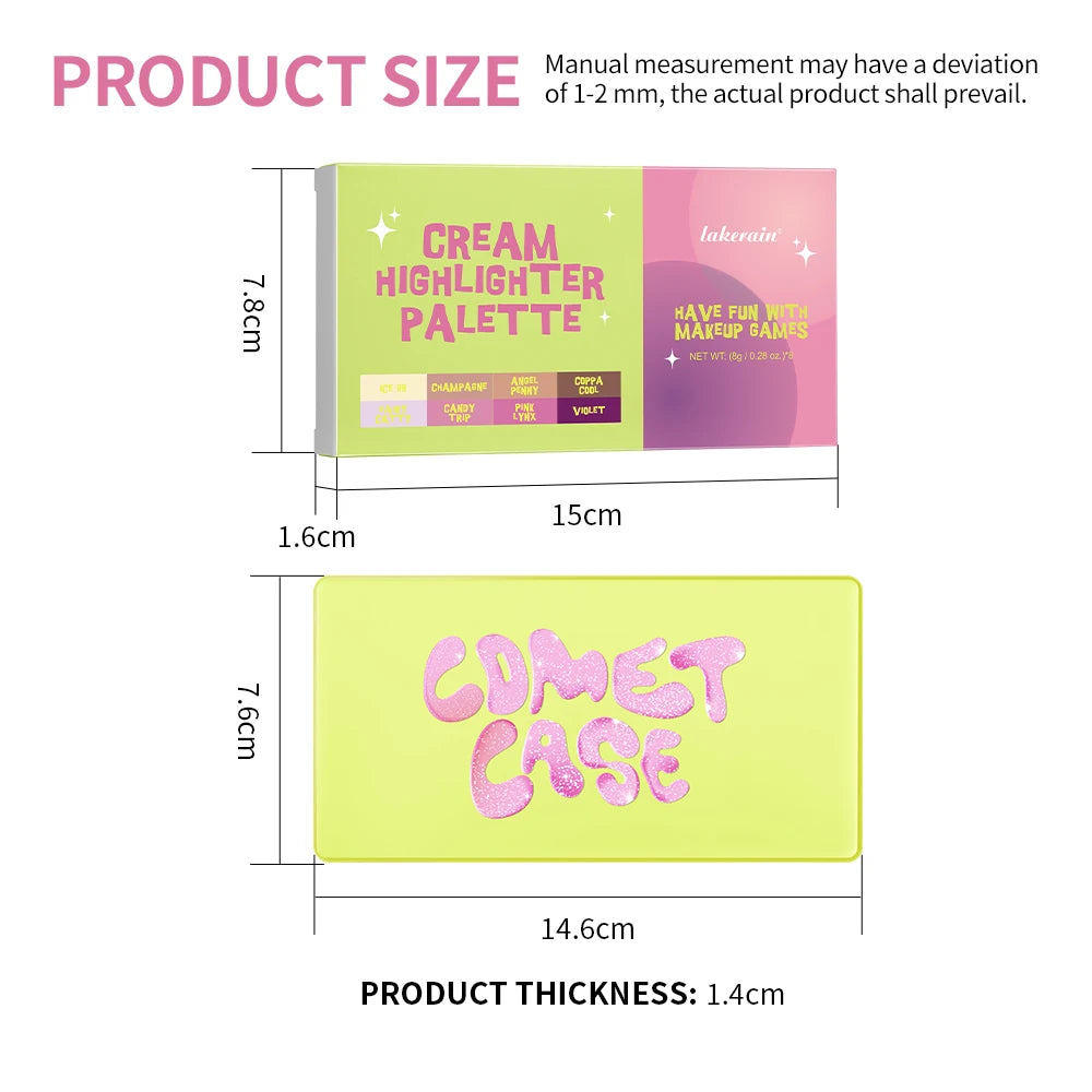 High Gloss Cement Case Cream Palette Set Makeup Matte & Shimmer Finishes with Pink Brown Nude Tones Long-Lasting Curve Case