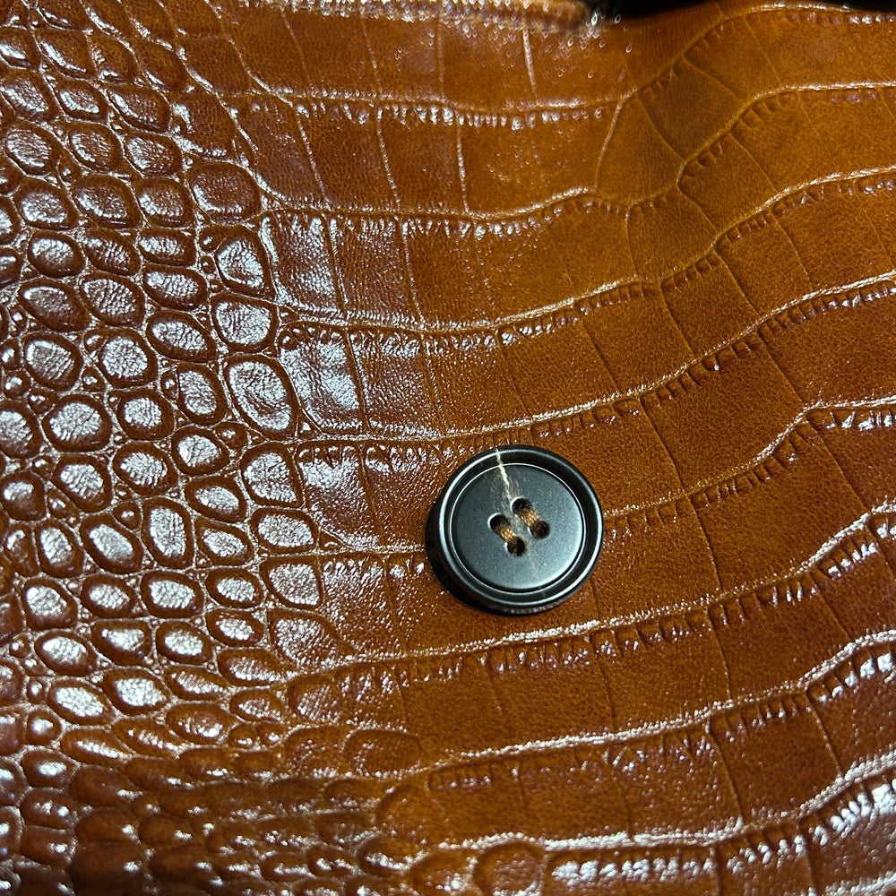 Crocodile Texture Woman Leather Jacket Short Autumn Jacket Leather Fashion Shoulder Pad Jacket