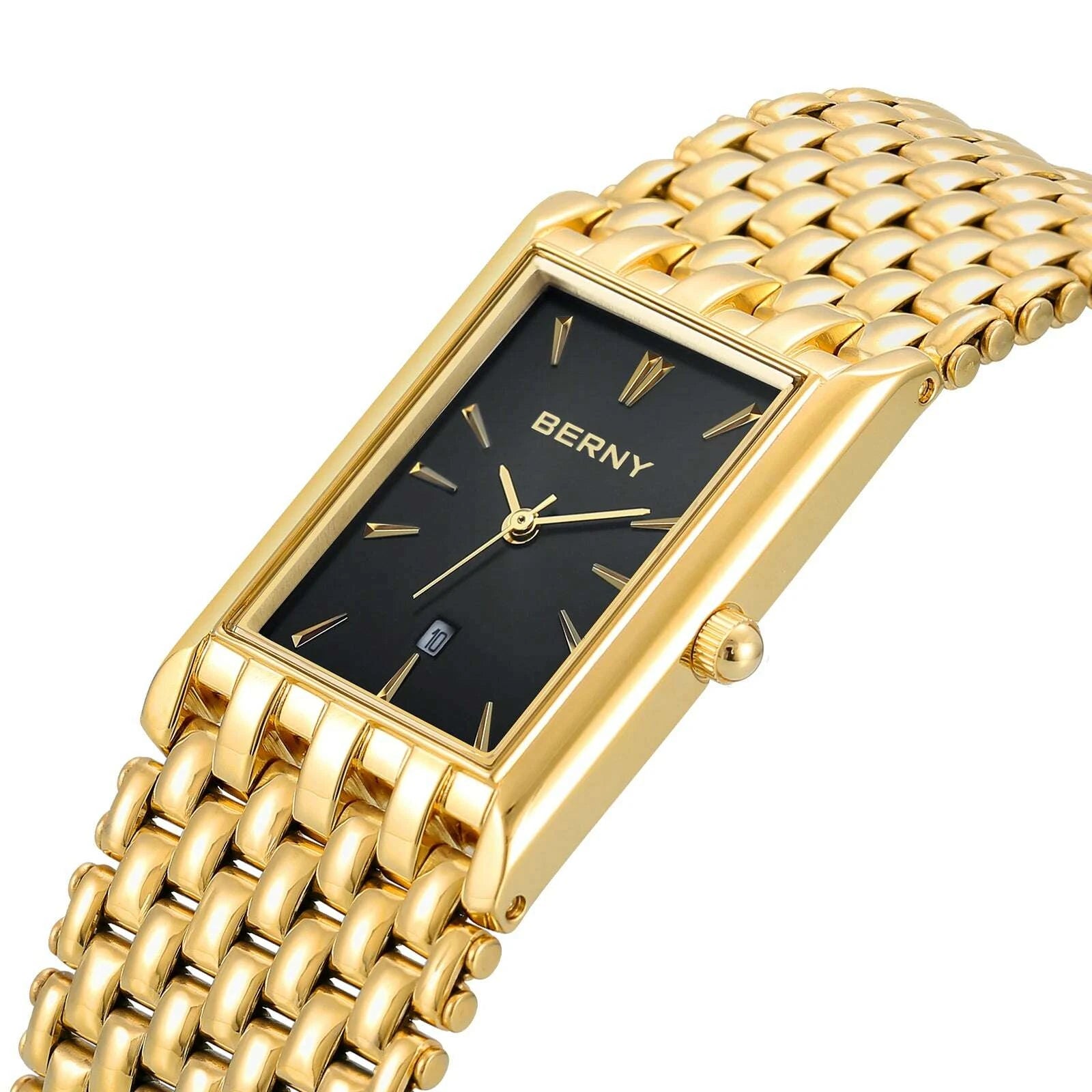 KIMLUD, BERNY MIYOTA Quartz Watch Men Luxury Brand Men's Wristwatch Water Resistant Square Clock Stainless Steel Golden Man Watch 2023, KIMLUD Womens Clothes