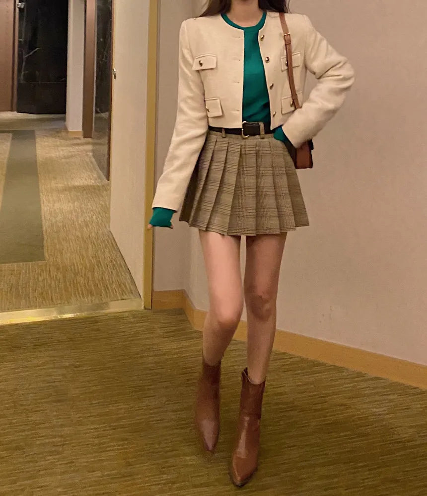 Chic ort Outerwear Women's Springtime Ele round Ne Loose Long Sve Top Faionable Design Sense Commute Sle Coat