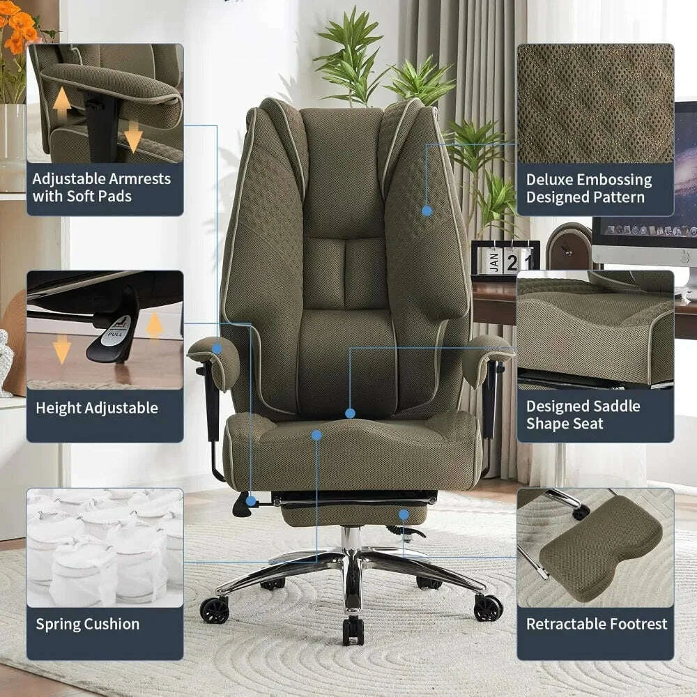 KIMLUD, big and tall office chair 400lbs wide seat, leather high back executive office chair with foot rest, ergonomic chairs lumbar sup, KIMLUD Womens Clothes