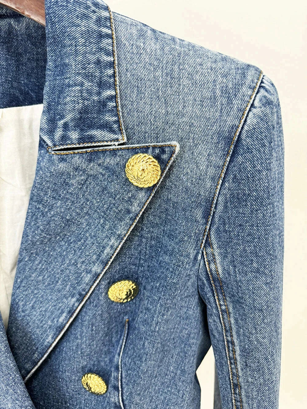 KIMLUD, Modphy High Quality Women'S Double Breasted Slim Fit Denim Blazer Long Sleeve Jean Jacket High Waisted Pencil Mini Skirt Set, KIMLUD Womens Clothes