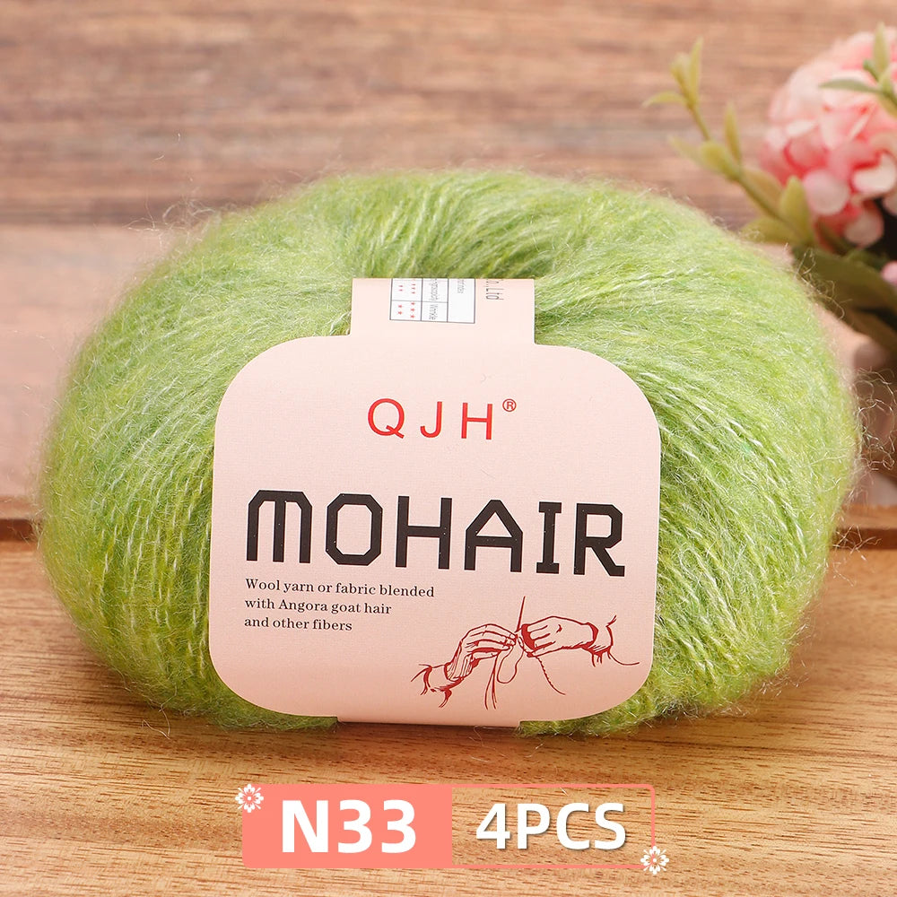 Mohair Yarn Set 4-Skein Bundle, 130m Each — Multicolor | KIMLUD