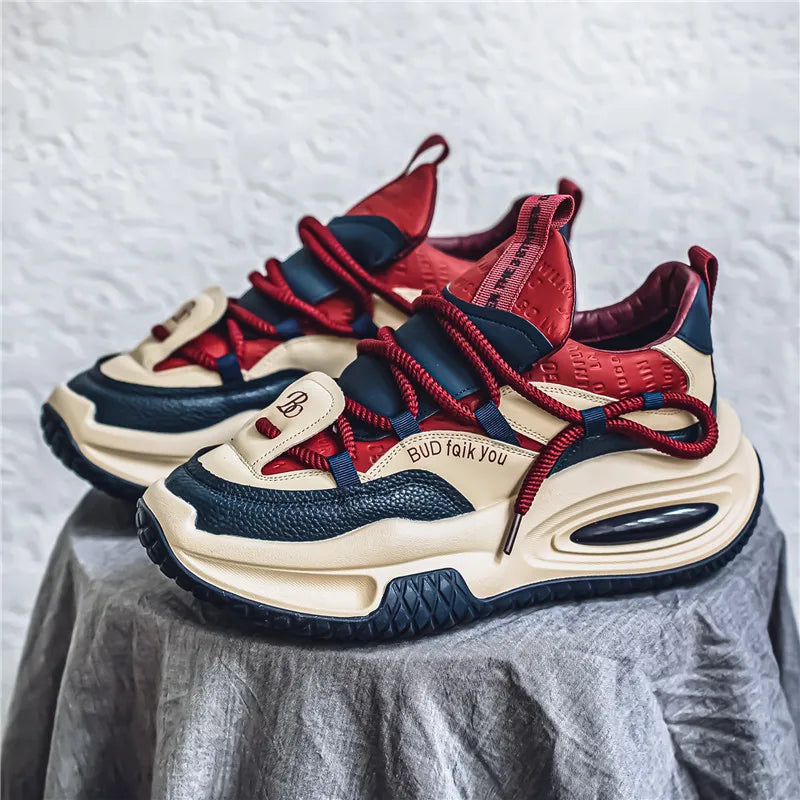 Fashion Platform Vulcanized Sneakers Men Korean Casual Shoes for Men Wear Resistant Street Style Men's Chunky Sneakers Shoes