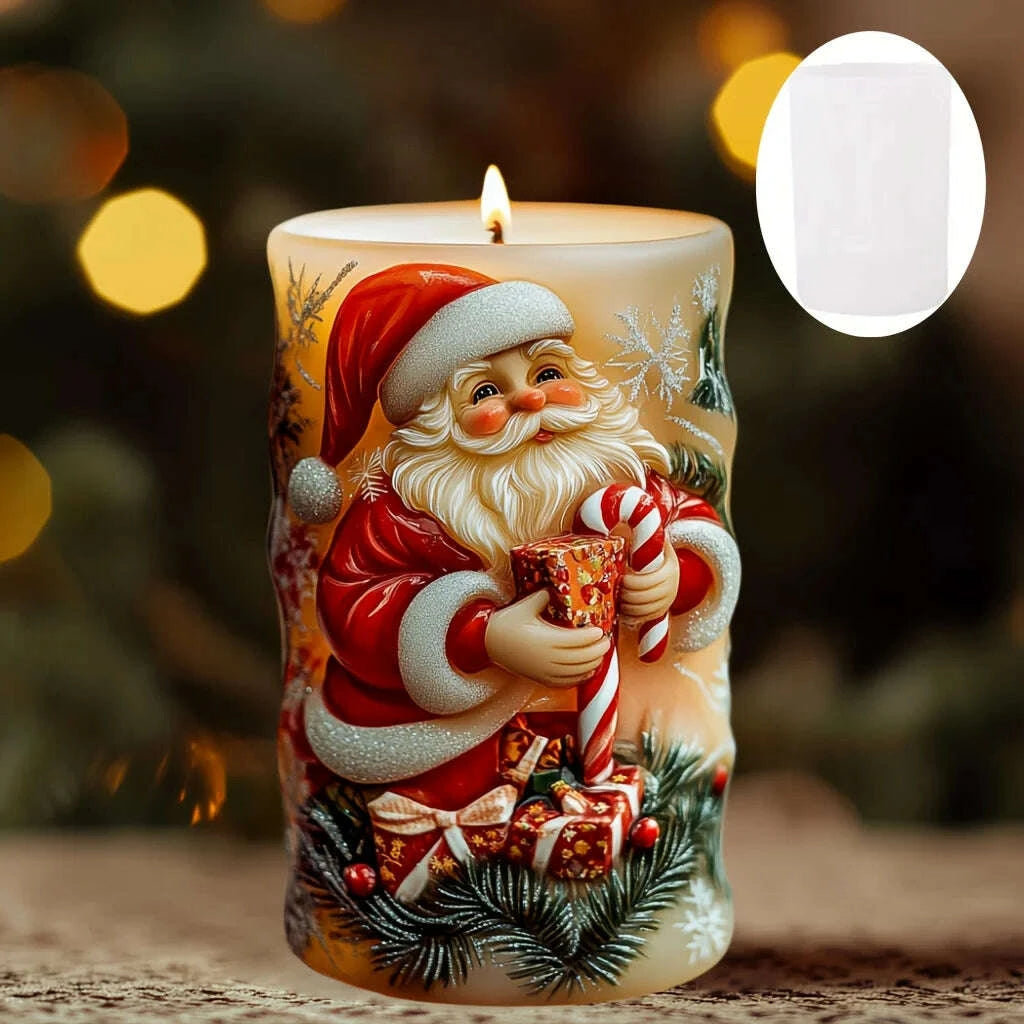 KIMLUD, 2025 Christmas House Fragrance Candle Silicone Mold Santa Claus Santa Claus Knocking On Door Giving Gifts Resin Plaster Molds, KIMLUD Womens Clothes