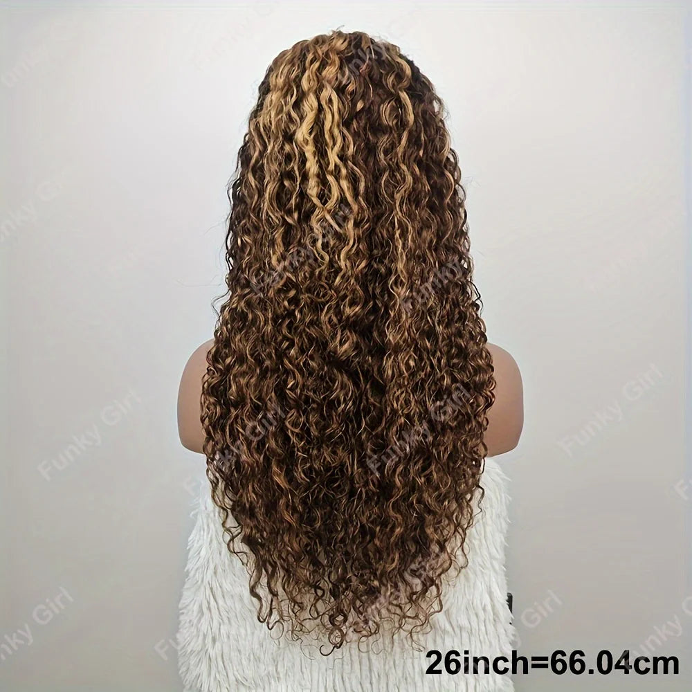 Human Hair Wigs – 13x4 Transparent Lace Front – Water Wave – Blonde Brown Mix | KIMLUD
