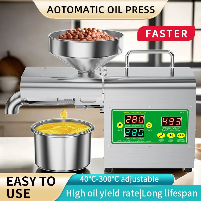 X3S 600W Intelligent Oil Press Machine 220V 110V Stainless Steel Cold And Hot Press 20+ Oil Seeds Real-Time Temperature Control
