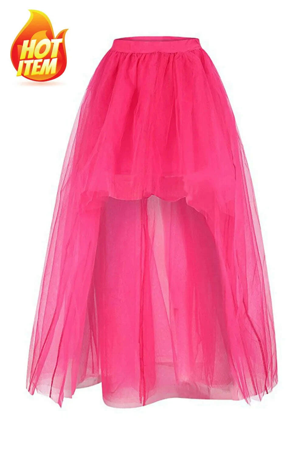 KIMLUD, MisShow Hi-Lo Gothic Punk Tutu Skirt Soft Tulle Elastic Waist High Low Mesh Net Halloween Cosplay Costume Maxi Women Dress, KIMLUD Womens Clothes