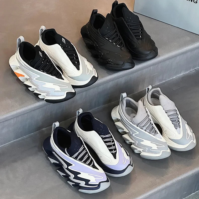 Chunky Sneakers – Height Increasing Platform – Leather Mesh | KIMLUD