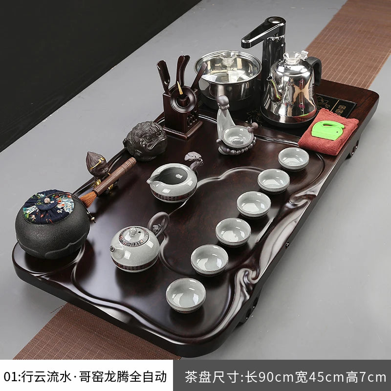 Porcelain Tea Set With Infuser And Hand Glazed Accents And Tray — White | KIMLUD