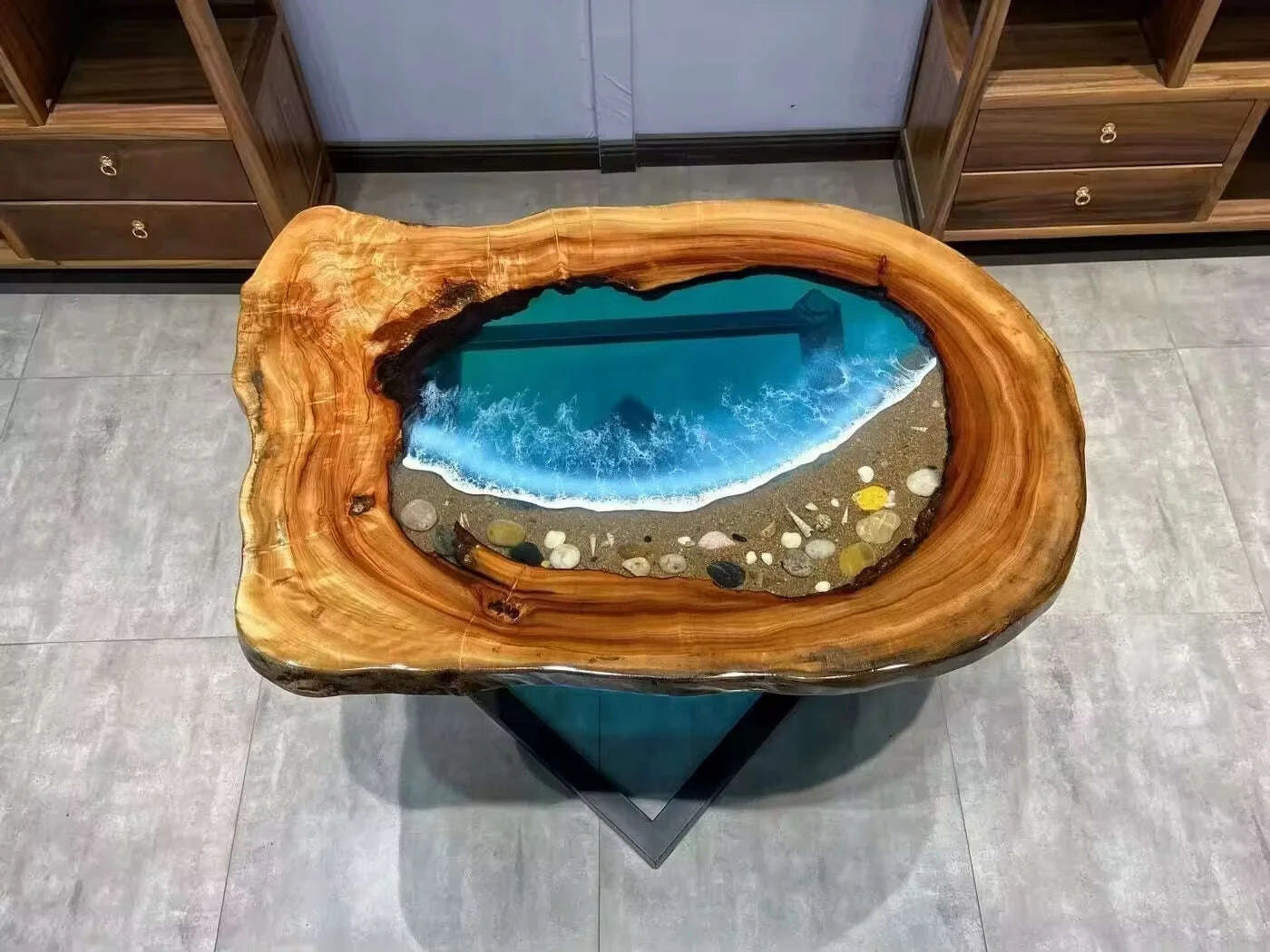 KIMLUD, Wholesale Low Price Solid Walnut Coffee Kitchen Restaurant River Epoxy Dining Table, KIMLUD Womens Clothes