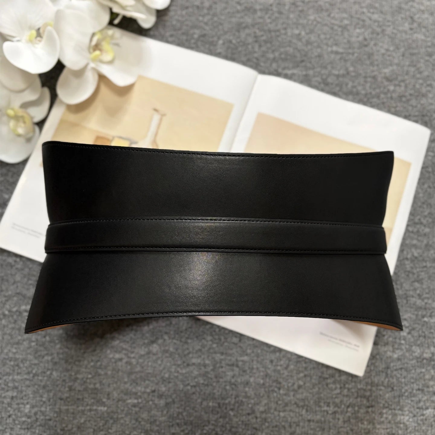 Leather Belt – Hook and Loop Fastening – Split Leather – Black | KIMLUD