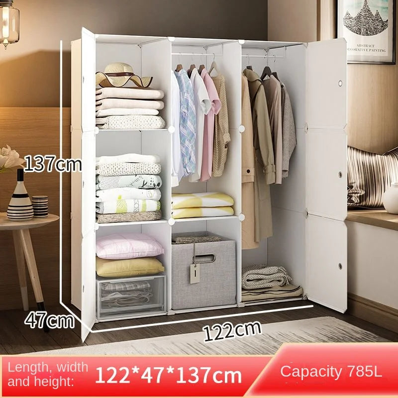 Plastic Wardrobe Collapsible with Large Space — White | KIMLUD