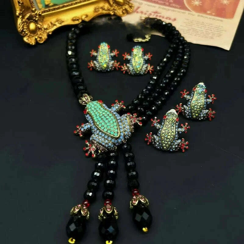 european-and-american-style-retro-elegant-tassel-inlaid-zircon-frog-shaped-necklace-earring-set-fashionable-womens-jewelrykimlud-womens-fashion-34624861