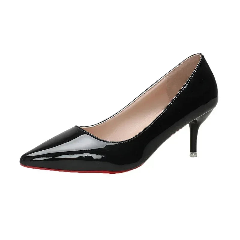 Heels – Pointed Toe – Patent Leather – Red | KIMLUD