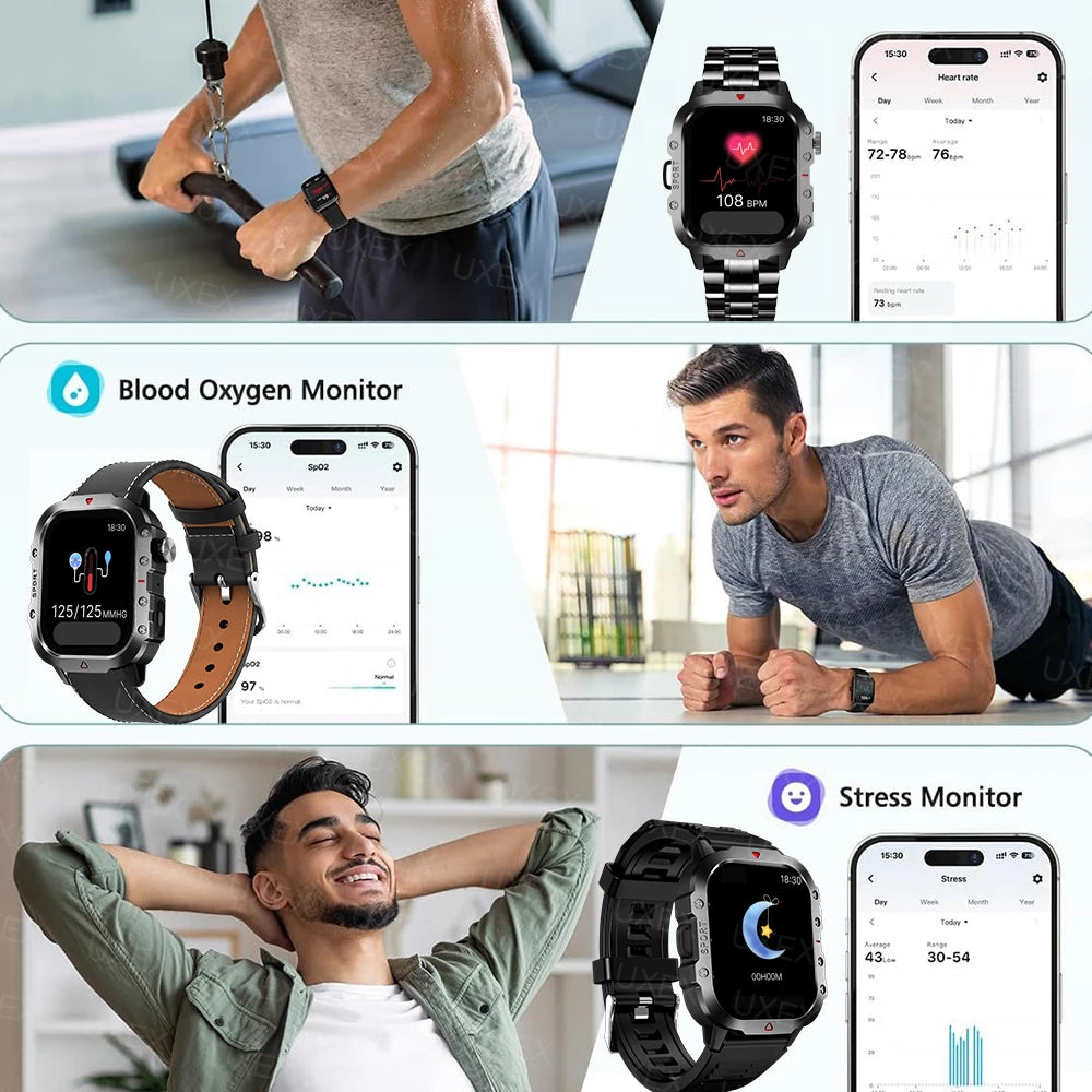 2025 New Military Smart Watch Men Outdoor 2.01" Al Voice Bluetooth Call Smartwatch Surprise Gift Outdoors For Android& IOS Male
