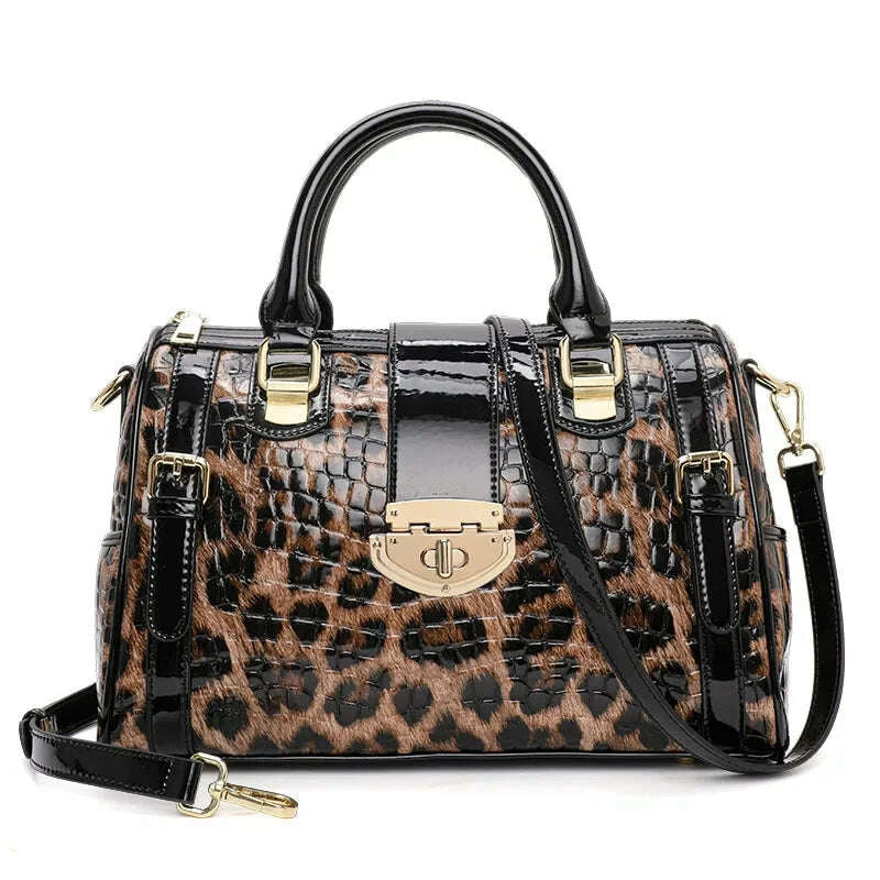 KIMLUD, Aidrani A Trendy Leopard Print WOMEN'S Handbag Made of Glossy Material Waterproof and Scratch Resistant Technology and High-qua, KIMLUD Womens Clothes